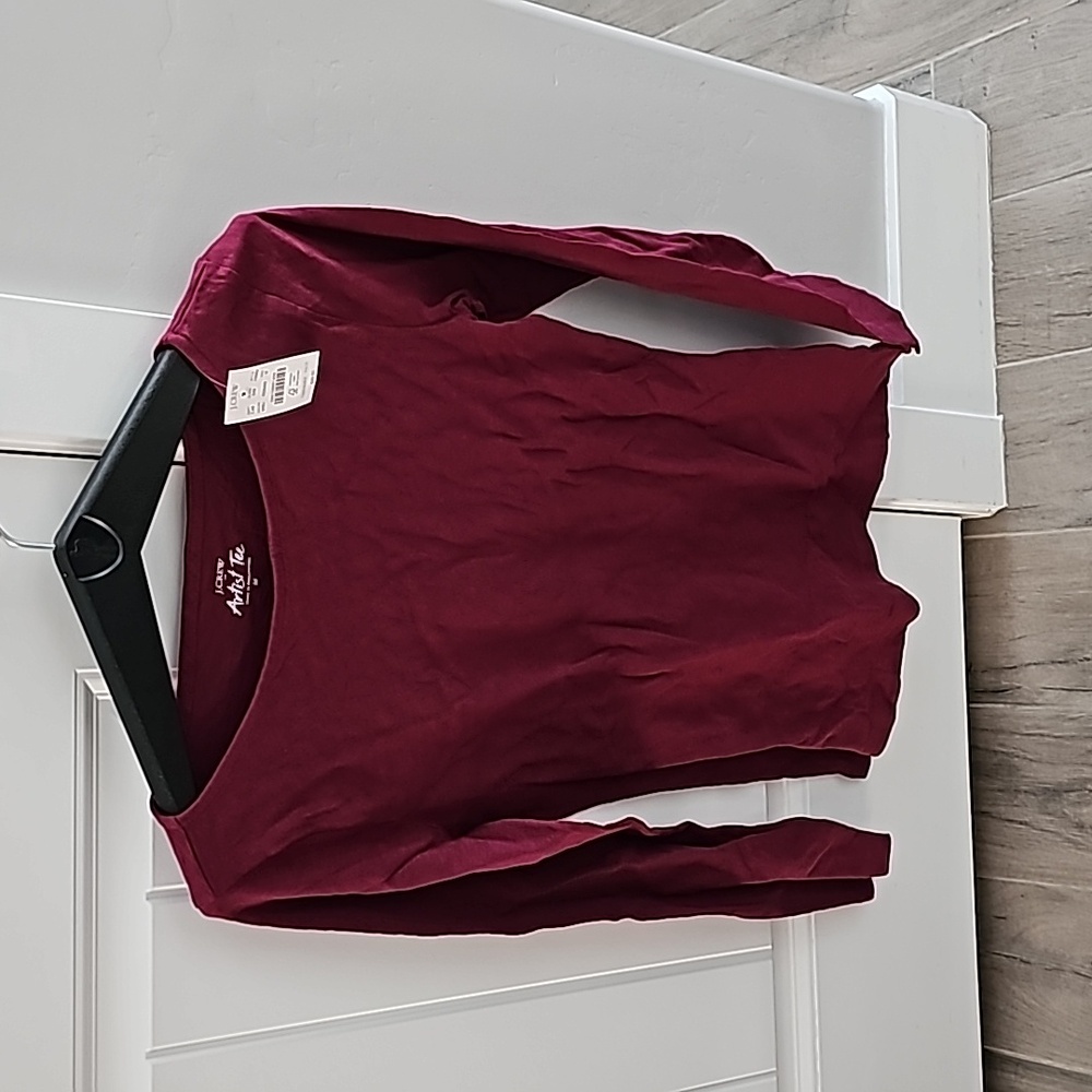 J. Crew long sleeve Artist Tee in burgundy,  size medium